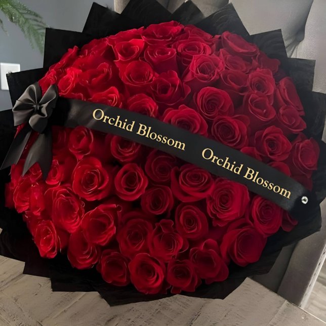 Ruban En Satin Luxe Flower de marque Black Gold (Luxury Flower Business Branded Black Gold Satin Ribbon)