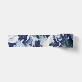 Ruban En Satin Magnifique Dessin Floral aux Teintes Bleues