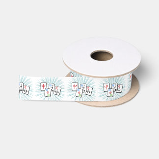 Ruban En Satin Mahjong Tiles bleu