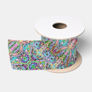 Ruban En Satin Main Et Numériquement Peint Motif Art 10