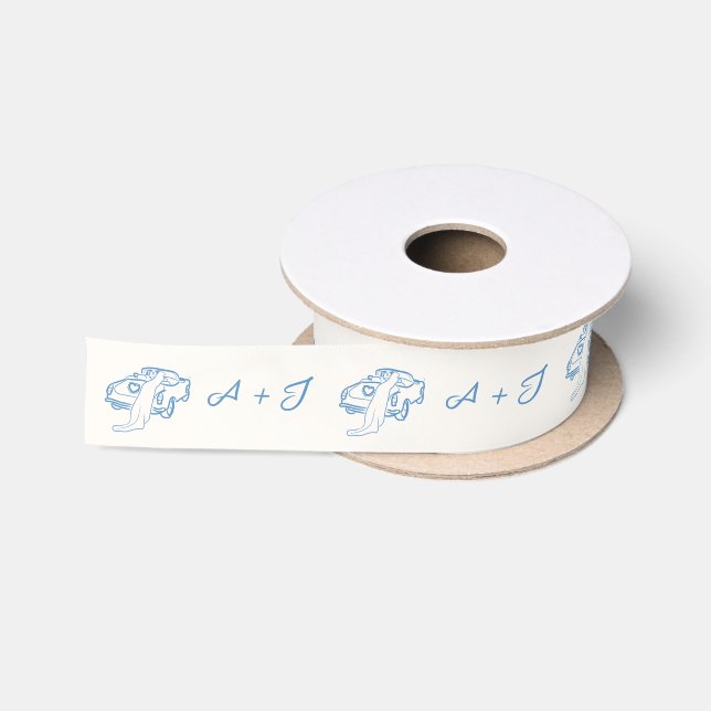 Ruban En Satin Main fantaisiste Mariage bleu marine (Bobine)