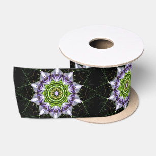 Ruban En Satin Mandala kaléidoscope d'art floral pourpre