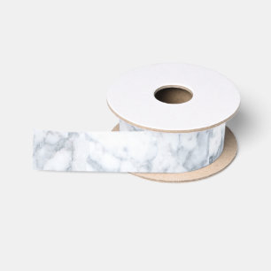 Ruban En Satin Marbre blanc et gris