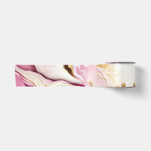 Ruban En Satin Marbre Blanc Or Rose Joli