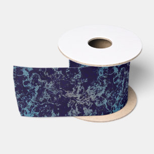 Ruban En Satin Marbre bleu abstrait