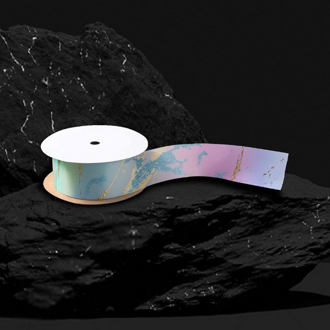 Ruban En Satin Marbre Millénaire | Ombré Pastel Arc-en-Ciel Joueu (Créateur téléchargé)
