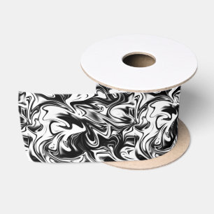 Ruban En Satin Marbre Tourbillonnant Noir Et Blanc,