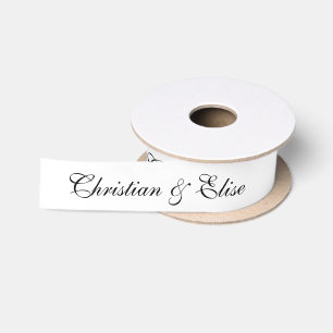 Ruban En Satin Mariage Blanc Personnalisé