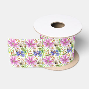 Ruban En Satin Mariage Cosmos Rose et Bleu 