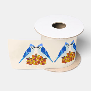 Ruban En Satin Mariage de automne Kissing Blue Jays
