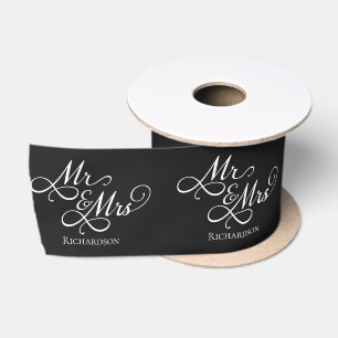 Ruban En Satin Mariage élégant Noir