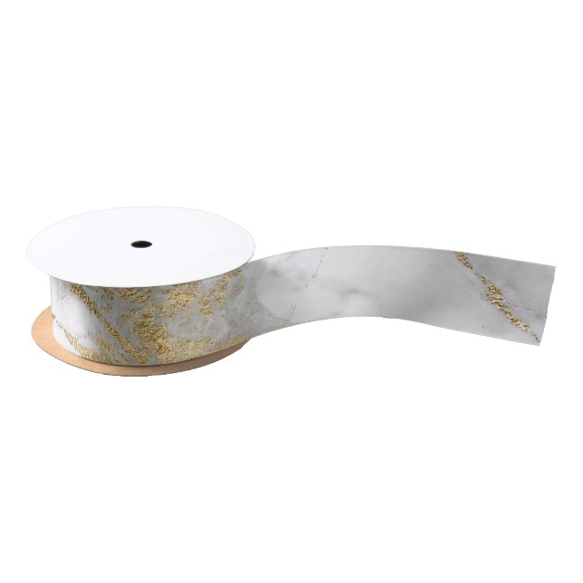 Ruban En Satin mariage en marbre blanc or Tissu Papier (Bobine)