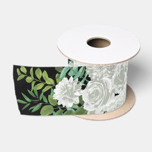 Ruban En Satin Mariage floral rose noire et blanche