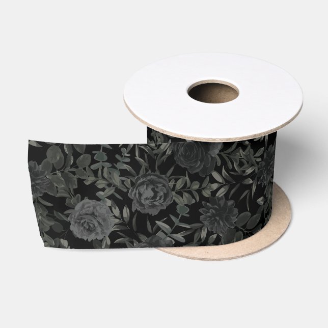Ruban En Satin Mariage gothique Rose blanc et noir (Bobine)