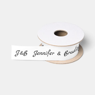 Ruban En Satin Mariage Simple Monogramme Nom élégant Personnalisé