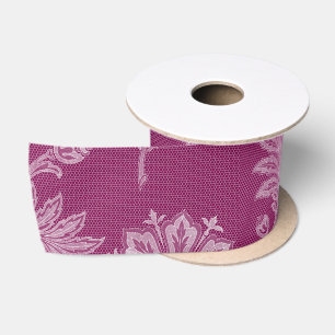 Ruban En Satin Mariage Vin de Bourgogne Dentelle Fleurie