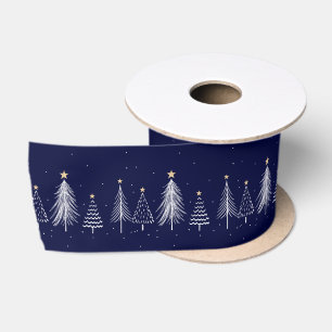 Ruban En Satin Marine Bleu hiver Pine Arbre de Noël Top Star