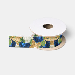 Ruban En Satin Marine Blue Roses Boho Handfasting