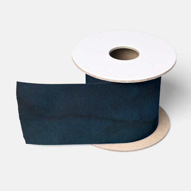 Ruban En Satin Marine Luster bleu foncé Aquarelle texture Mariage (Bobine)