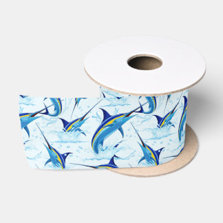Ruban En Satin Marlin Bleu Jaillissant de l'Océan
