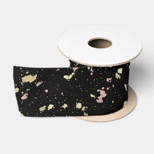 Ruban En Satin Matte Gold et Rose Gold Flakes Noir