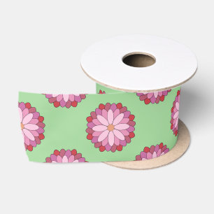 Ruban En Satin Médaillon asiatique rose pastel Floral
