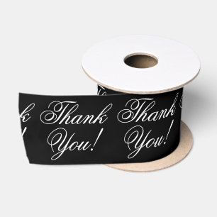 Ruban En Satin Merci Cursive Noir et Blanc
