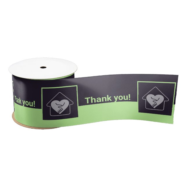 Ruban En Satin Merci de logo personnalisé violet et vert (Bobine)