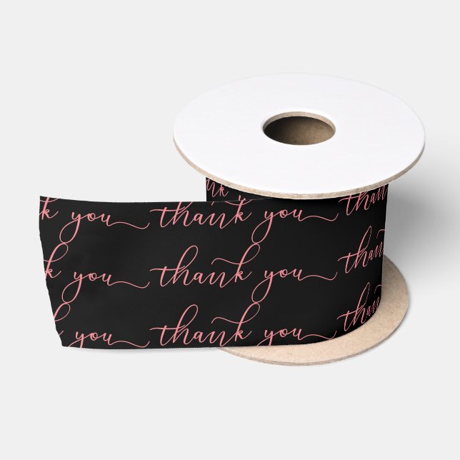 Ruban En Satin Merci rose Design de texte (Bobine)