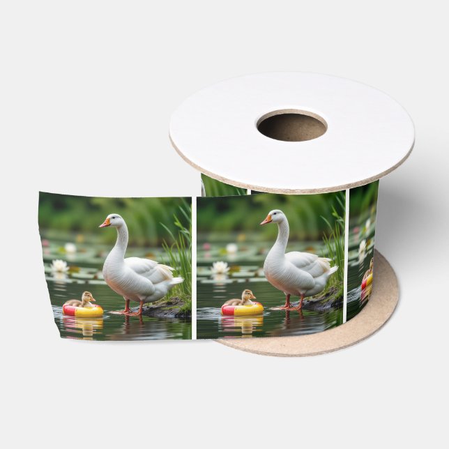 Ruban En Satin Mère Oie Avec Bébé Gosling (Bobine)