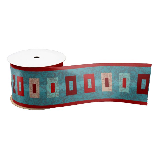 Ruban En Satin Mesas Sud-Ouest Retro Vibe Turquoise & Rouge (Bobine)