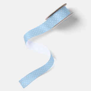 Ruban En Satin Micro pois blanc - Bleu bébé