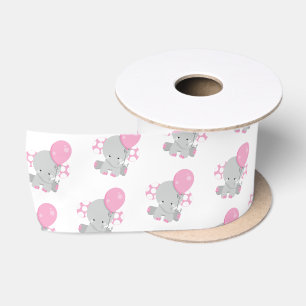 Ruban En Satin Mignon bébé fille éléphant rose à pois