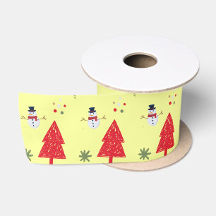 Ruban En Satin Mignonne bonhomme de neige Père Noël Xmas arbre mo
