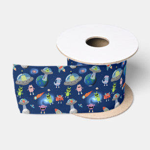 Ruban En Satin Mignons monstres aliens modernes motif espace enfa