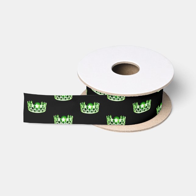 Ruban En Satin Miss USA Apple Green Crown Satin Ribbon (Bobine)