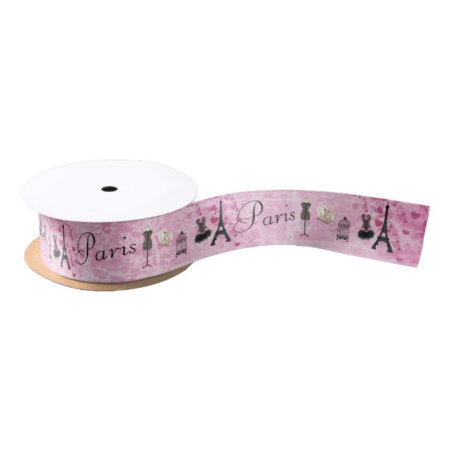 Ruban En Satin Mode chic de Tour Eiffel de Paris (Bobine)
