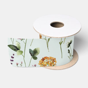 Ruban En Satin Modèle de jardin de fleurs sauvages 