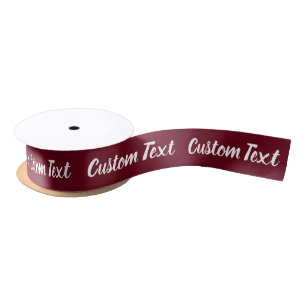 Ruban En Satin Modèle de texte de script blanc burgundy profond é