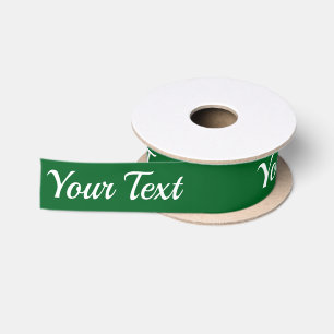 Ruban En Satin Modèle de texte simple vert foncé et blanc