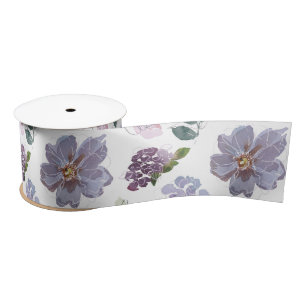 Ruban En Satin Modèle Floral pourpre