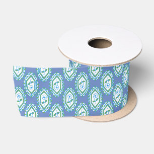 Ruban En Satin Modèle floral Vintage de bord bleu chic