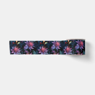 Ruban En Satin Modèle floral violet tropical néon foncé