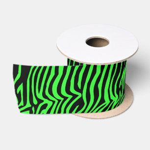 Ruban En Satin Modèle zèbre vert néon couleur