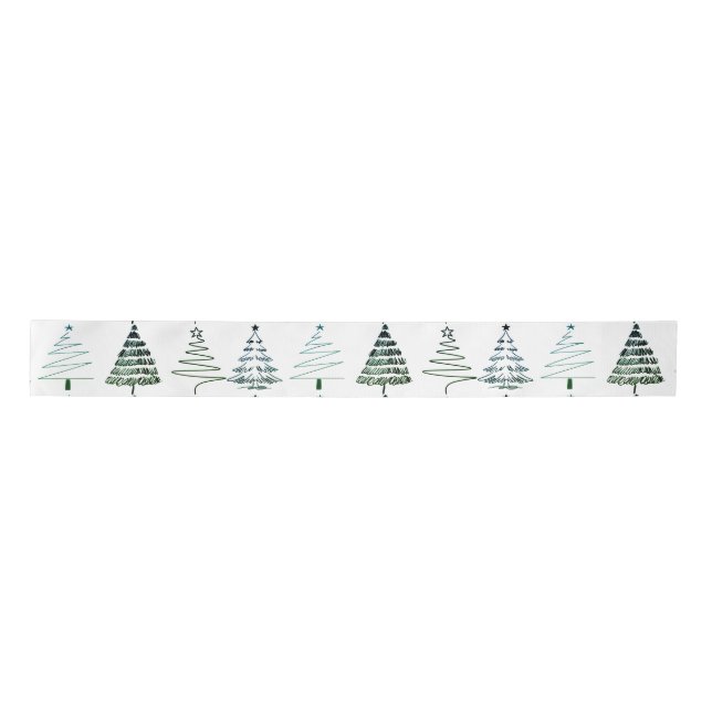 Ruban En Satin Modern Minimalist Christmas Trees Doodles (Devant)