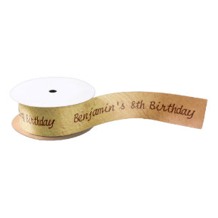 Ruban En Satin Modern Simple Script Gold Nom personnalisé Anniver