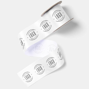 Ruban En Satin Moderne blanc et noir simple ajoutez votre logo