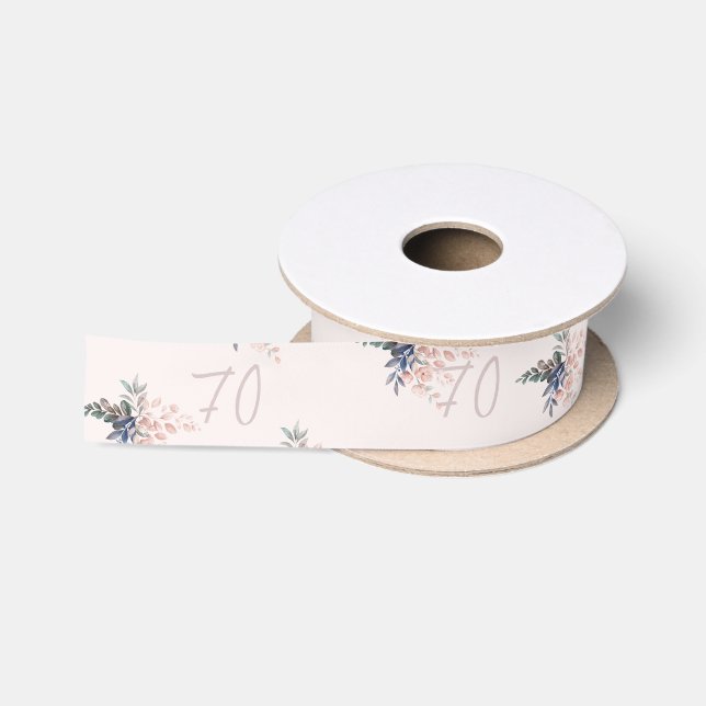 Ruban En Satin Moderne Elégant rose Floral 70e anniversaire (Bobine)