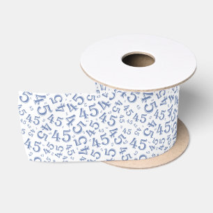 Ruban En Satin Moderne modèle de numéro d'anniversaire 45 Bleu/Bl