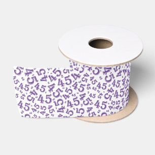 Ruban En Satin Moderne modèle de numéro d'anniversaire 45 violet/